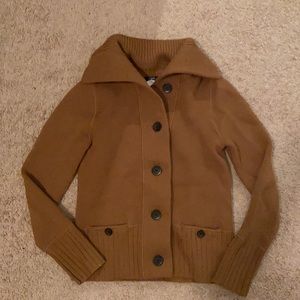 J.Crew 100% merino wool Sweater jacket, camel color, size small